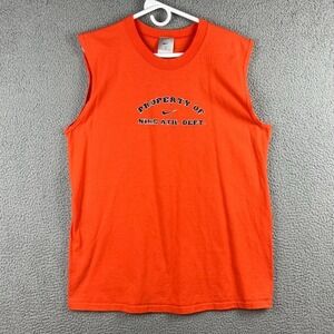 Vintage 90s Nike Tank Top Mens L Basketball Shirt Made in USA Orange (Cut Seams)